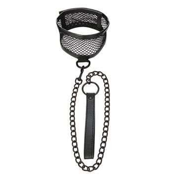 Visnet Halsband met Riem - Zwart*