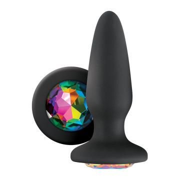 Zwarte Siliconen Buttplug met Glanzende Steen