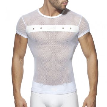 Addicted Fetish Mesh Mixed T-Shirt - Wit