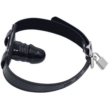Penis Gag met Realistische Mini Dildo - Zwart