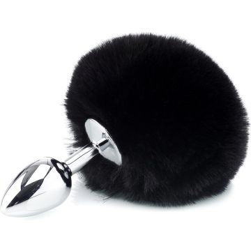 Buttplug met Fluffy Staartje - Zwart*