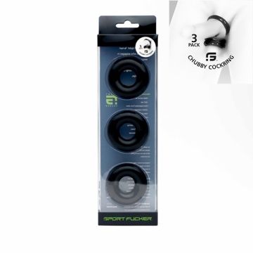 Chubby Rubber Cockring 3-Pack-Zwart