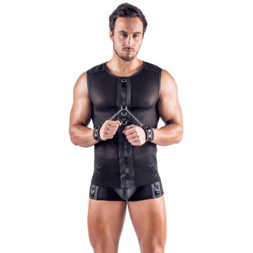 Mouwloos Shirt Mesh met Handboeien - Zwart