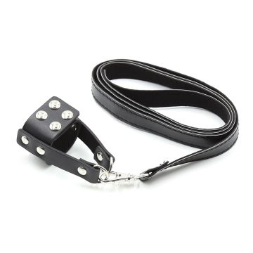 Kiotos Cockring met Leren Riem - Zwart