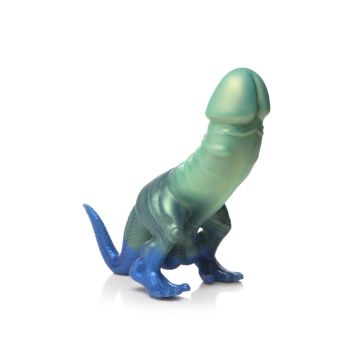 XR Brands Jurassic Cock Dinosaur Dildo - Groen/Blauw