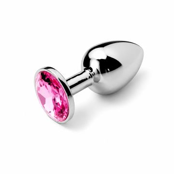 Kiotos Buttplug Aluminium met Roze Siersteen - Medium
