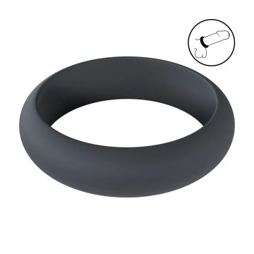 Wide O Silicone Cockring S - Zwart 3 cm