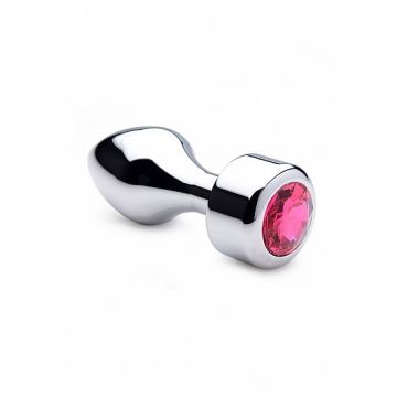 Aluminium Buttplug met Roze Steen - Small*