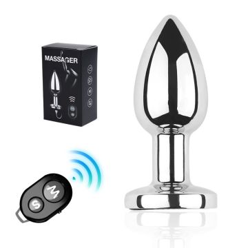 Vibrerende Buttplug Aluminum met Afstandsbediening - Medium