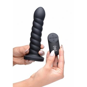 Soepele Swirl Siliconen Dildo met Afstandsbediening*