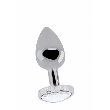 Buttplug Zilver met Hartvormige Diamant-M