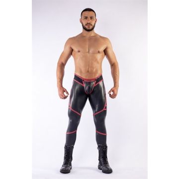 Mister B Neopreen V-Shaped Jeans - Zwart/Rood