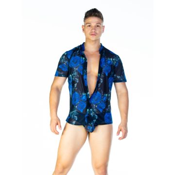 Gigo Shirt Rozenprint - Blauw