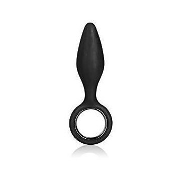 Zwarte Siliconen Buttplug met trekring