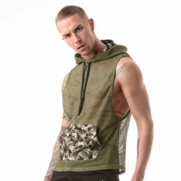 Leader Menswear Mesh Lowrider Tank Top - Khaki