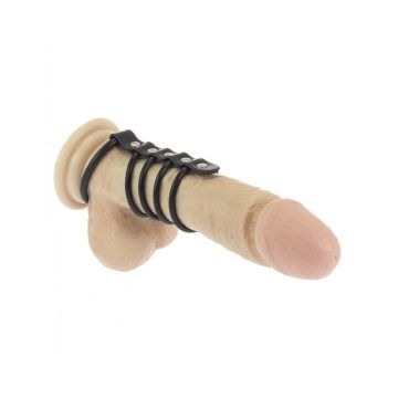 Rimba - Leren cock ring met 5 rubberen ringen*
