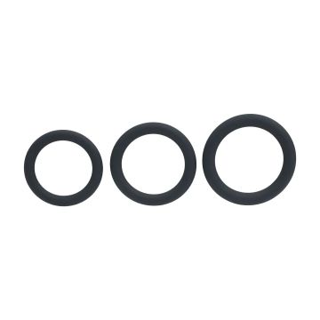 Silicone Cockring Set van 3 L/XL/XXL - Zwart