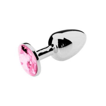 Kiotos Buttplug Aluminium met Roze Siersteen - Large