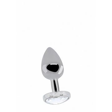 Buttplug Zilver met Hartvormige Diamant-S
