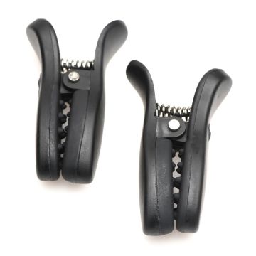 XR Brands Vibrerende Tepelklemmen Dark Grip - Zwart