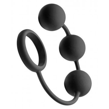 Silicone Cock Ring met 3 Zware Ballen