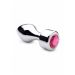 Aluminium Buttplug met Roze Steen - Large*