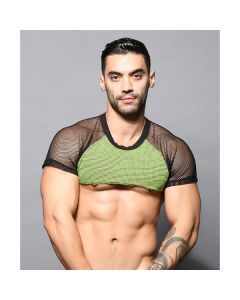 Andrew Christian MASSIVE Network Net Crop Raglan Top