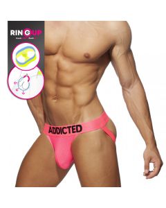 Addicted Ring Up Neon Mesh Jock - Neon Roze