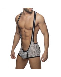 Addicted Tiger Print Bottomless Singlet - Grijs