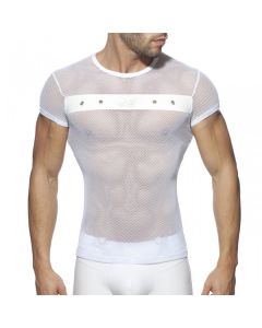 Addicted Fetish Mesh Mixed T-Shirt - Wit