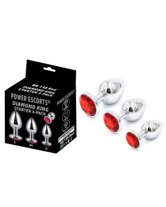 Buttplug Set Diamond King Starter - Rood met verpakking