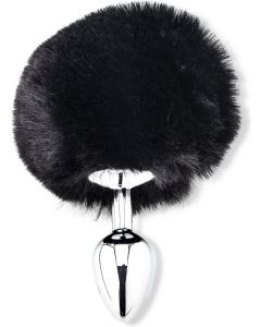 Buttplug met Fluffy Staartje - Zwart*