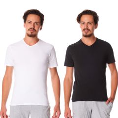 Dim 2-Pack T-Shirts V-Hals-Wit / Zwart