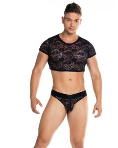 Gigo Crop Top Kant - Zwart