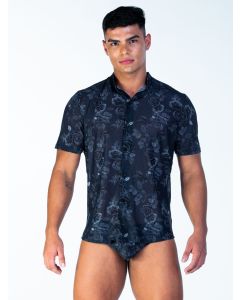 Gigo Shirt Rozenprint - Zwart