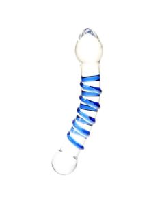 Dubbele G-Spot Glazen Dildo - Transparant/Blauw