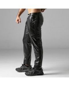 Leatherette Cargo Broek Zwart