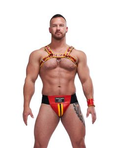 Mister B Leather Circuit Jockstrap - Red Yellow