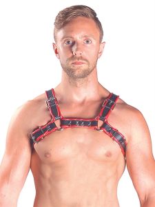 Mister B Leather Chest Harnas Rood