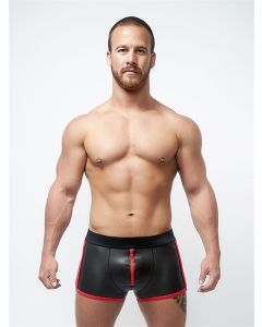 Mister B Neoprene Pouch Shorts Zwart Rood