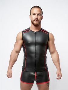 Mister B Neoprene Sleeveless T Zip Zwart Rood