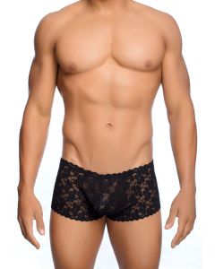 MOB Eroticwear Rose Kanten Boy Short - Zwart