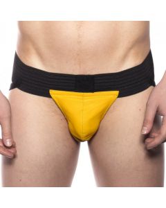 Prowler RED Pouch Jock Zwart / Geel voorkant