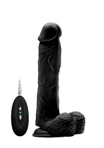 Realistische vibrator van 23,5 cm met balzak Zwart