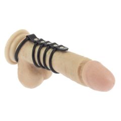 Rimba - Leren cock ring met 5 rubberen ringen