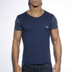 TS179 Sleeve Printed T-Shirt Navy OP=OP!