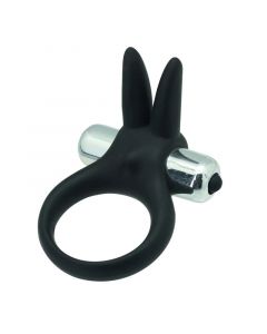 Vibrerende Cockring met Konijnen Oren - Zwart
